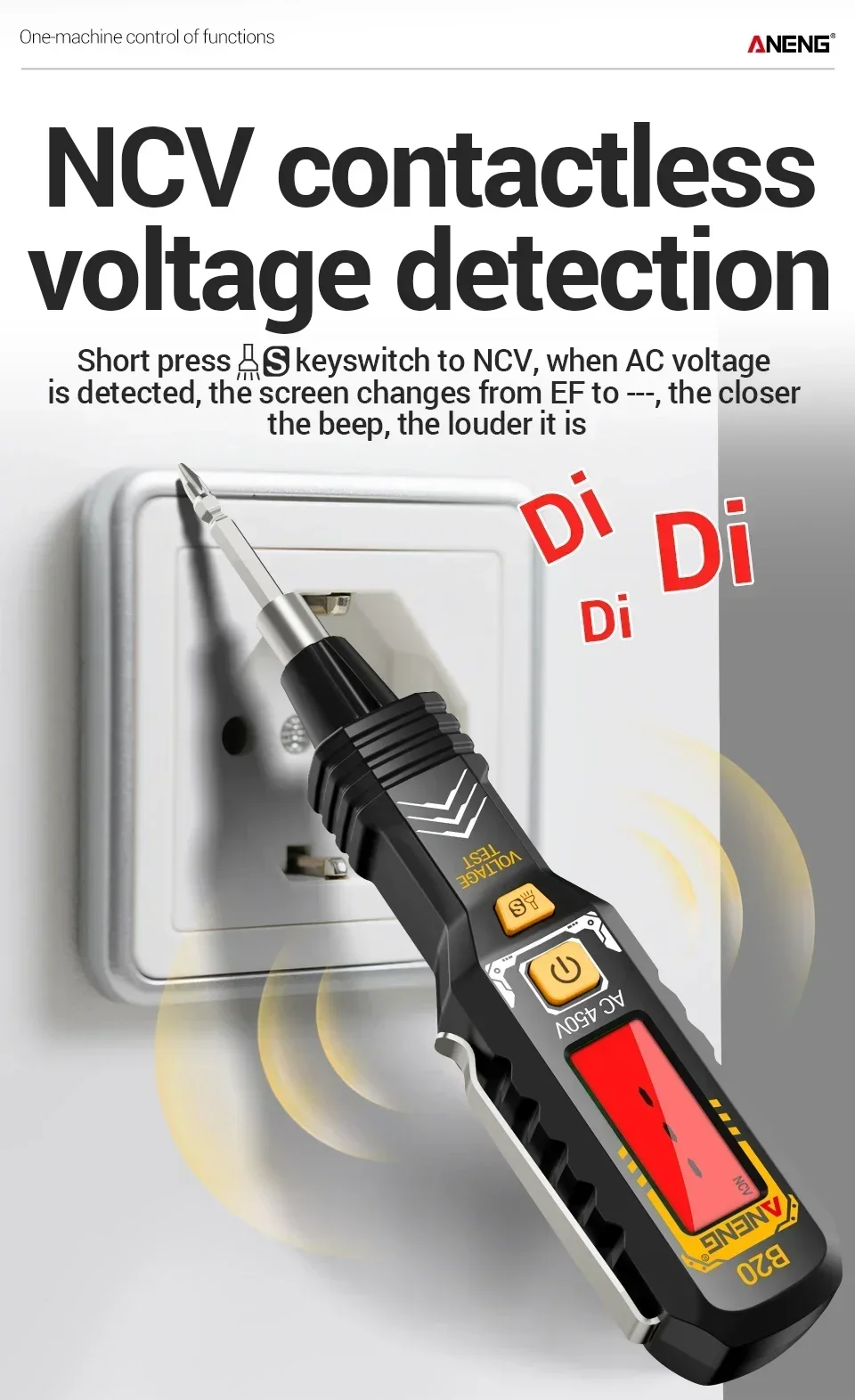 ANENG B20 Spannungsprüfschraubendreher AC-Spannung 11V~450V Erkennung Schlitz- und Kreuzschlitz-Doppelkopf Dual-Purpose Elektrisches Messwerkzeug – Detail 7