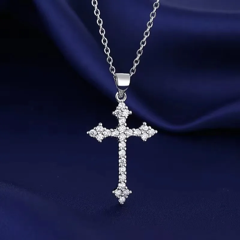 Pendant Necklace Set Glass Rhinestones Cross Copper Alloy for Women