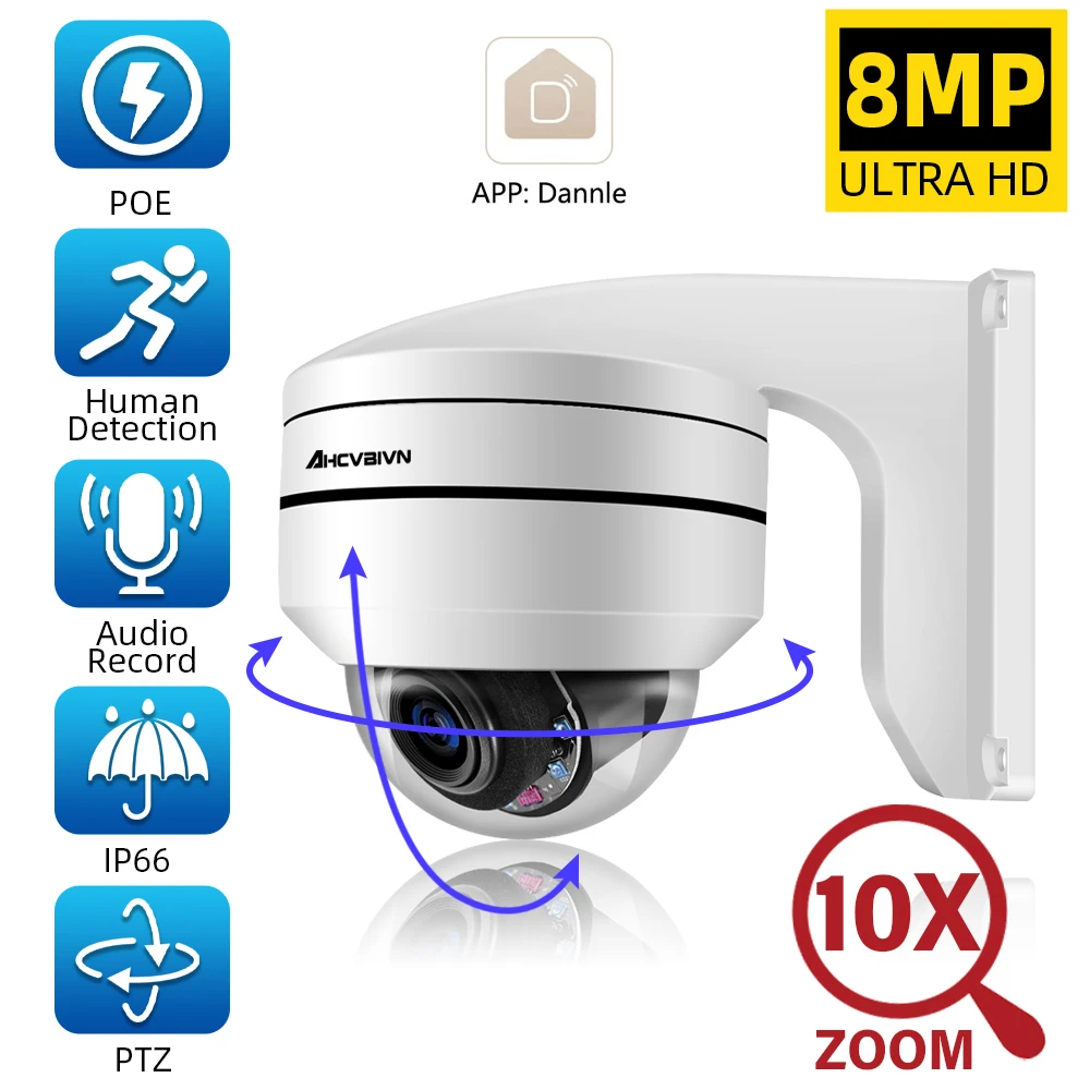 POE 8MP Speed Dome PTZ IP Camera Outdoor Waterproof Mini CCTV Security
