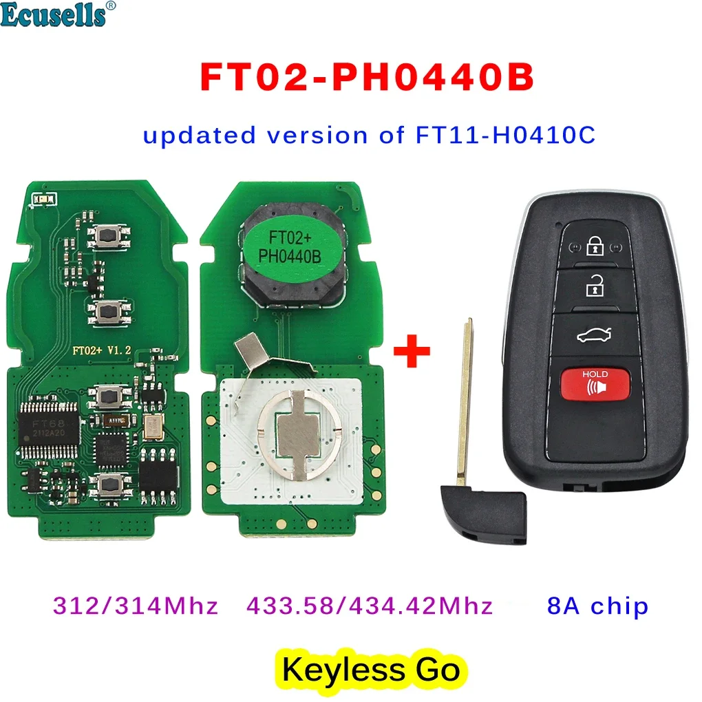 

Lonsdor FT02 PH0440B Update Version of FT11-H0410C 312/314/433.58/434.42Mhz For Toyota RAV4 Avalon Frequency Switchable 8A Chip