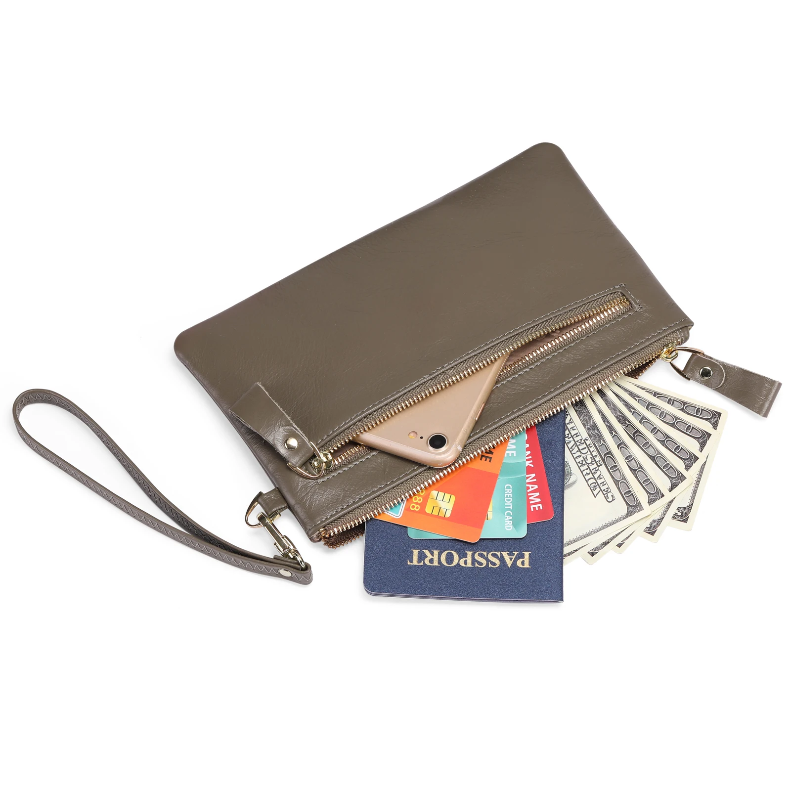 Women's Patent Leather Clutch Wallet With Wristlet - Blue, Shell Shape, Card Holder & Coin Purse, Elegance Style - View #3