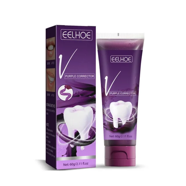 V34 Purple Brightening White toothpaste remove tartar yellow stains Repair Dazzle Teeth Gums clean care mouth fresh Breath 6