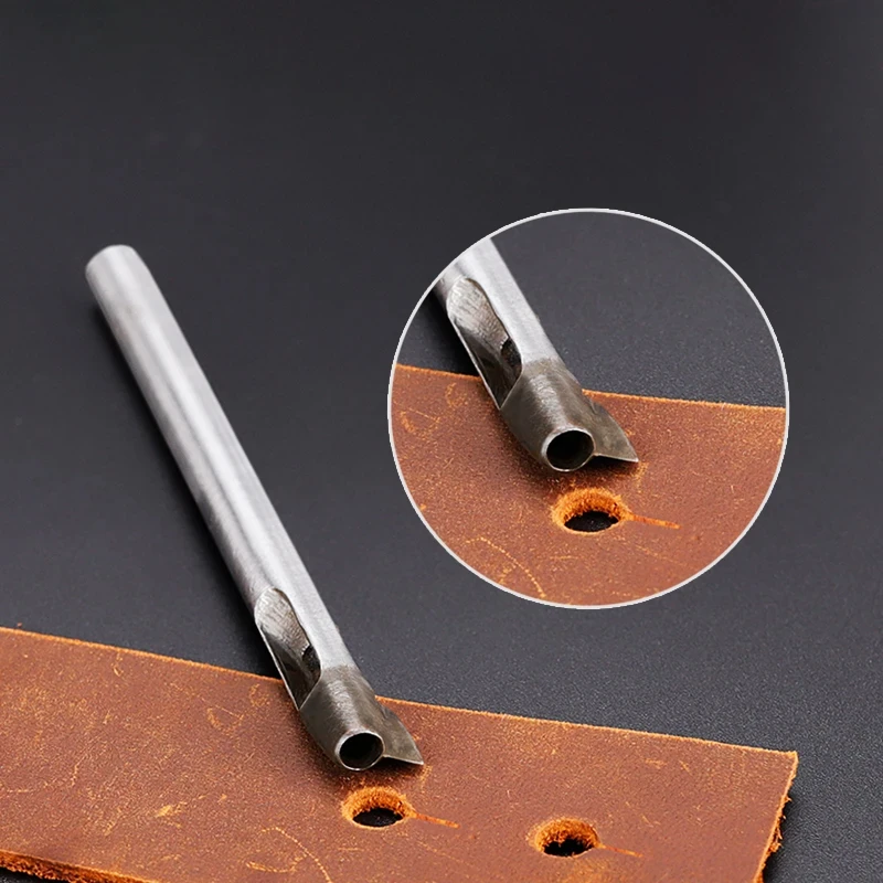 구멍과 꼬리가있는 3.0mm-8mm 가죽 펀칭 도구 가죽 공예 디자인 패턴 금형 DIY 벨트 샤프 펀치 다이 컷 가죽