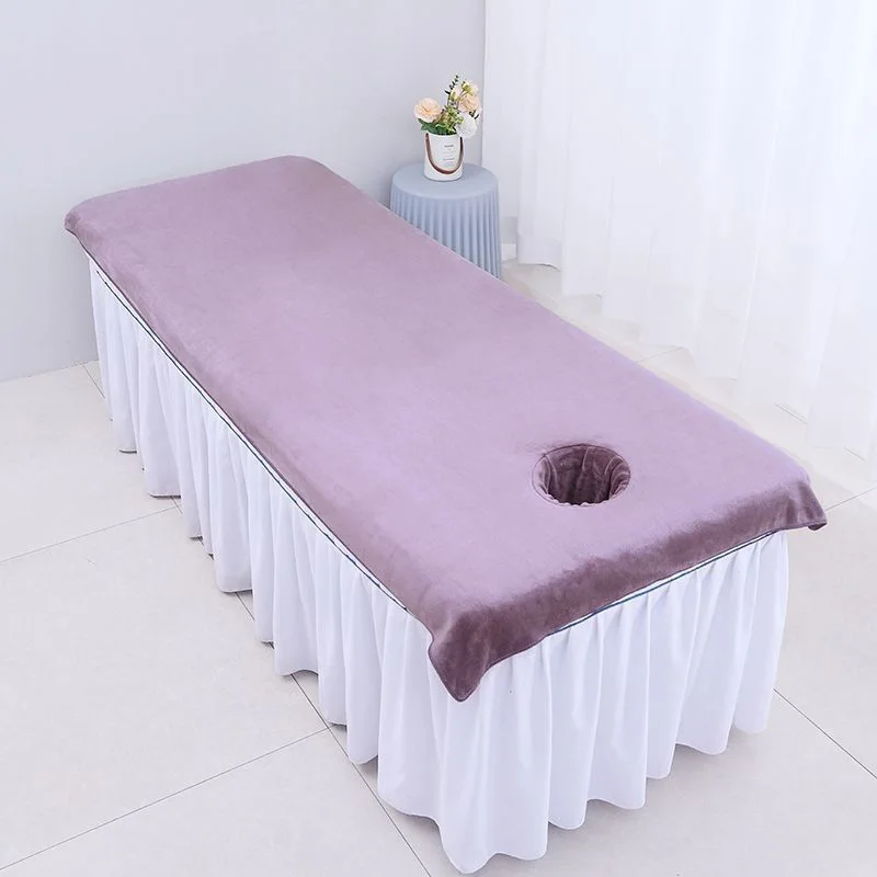 Beauty Bedsheet Cosmetic Salon Sheets Velvet Massage Treatment Bed Sheets SPA Clubhouse Dedicated Breathable Bed Sheet with Hole 2
