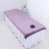 Beauty Bedsheet Cosmetic Salon Sheets Velvet Massage Treatment Bed Sheets SPA Clubhouse Dedicated Breathable Bed Sheet with Hole 2
