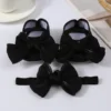 Lovely Baby Girls Shiny Baptism Shoes Headband Newborn Cute Bowknot Mary Jane Flats Set Children First Walker Flat 0-12 Months 5