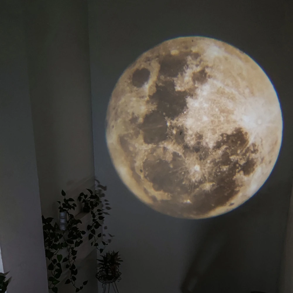 LED USB Moon Earth Projector Lamp Photo Atmosphere Bedroom Rotating Night Light for Home Bedroom Decor Valentine's Day Gifts wall night light