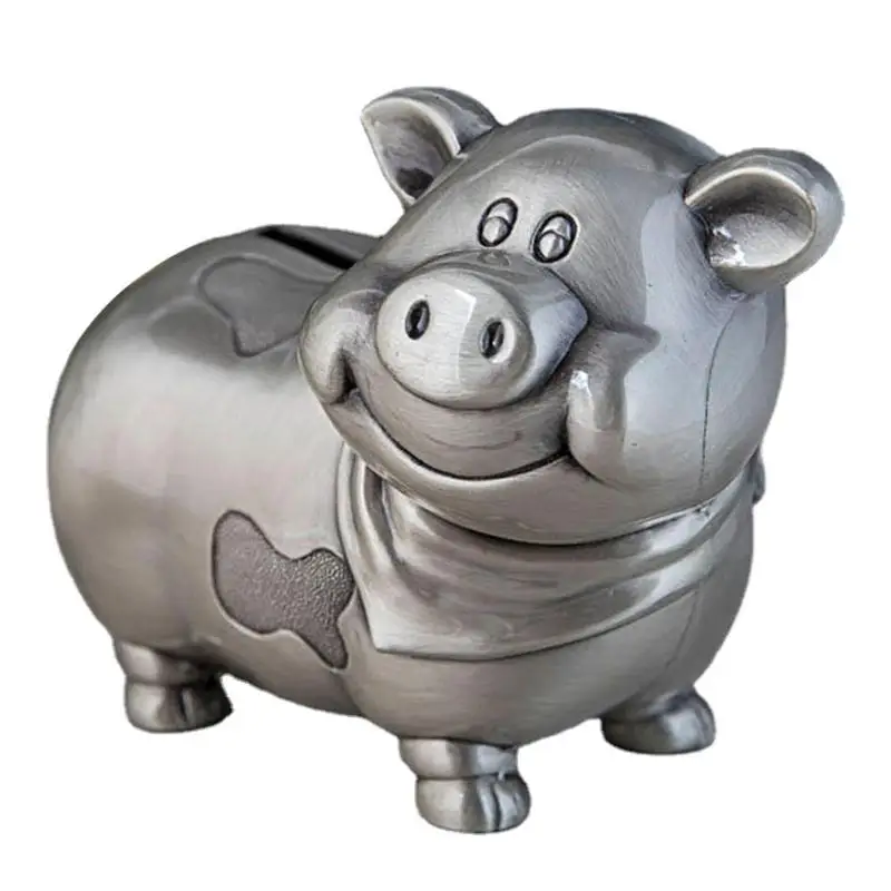 

Sliver Pig Bank Lucky Pig Silver Coin Box Cute Pig Shaped Coin Piggy Bank Children Gift Money Saving Box For Kids Animal