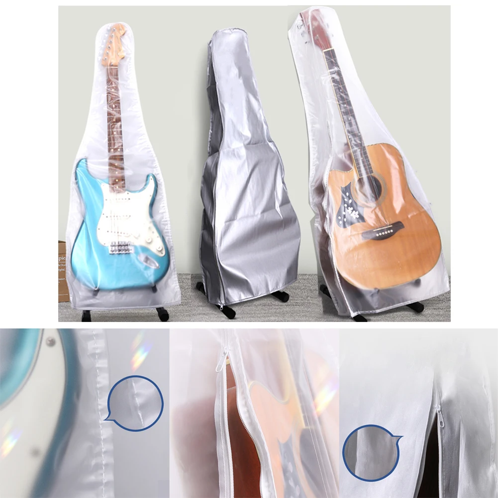 Storage Guitar Dust Cover Protective Transparent/Silver Waterproof Bag Bass Dustproof For Acoustic Electric Guitars