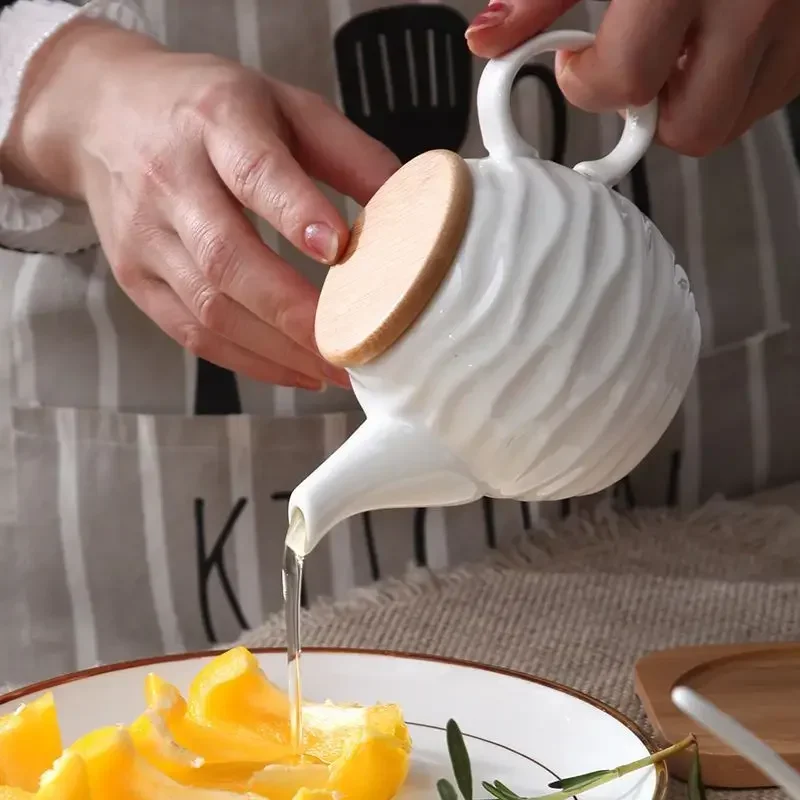 

Sugar Bowl With Table Storage And Set Container Kitchen Accessories Coffee Ceramic Bamboo Box Oil Jug Lid Jars Spice Tray.