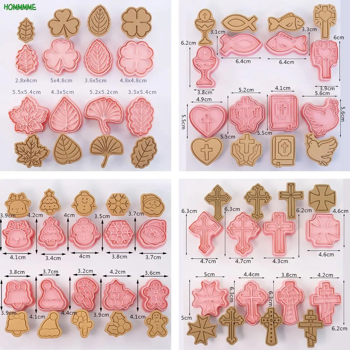 8Pcs/10pcs Christian Communion Cookie Cutter 3D Cartoon Cross Love Fish Chalice Pressable Biscuit Stamps Mold Cake Decoration