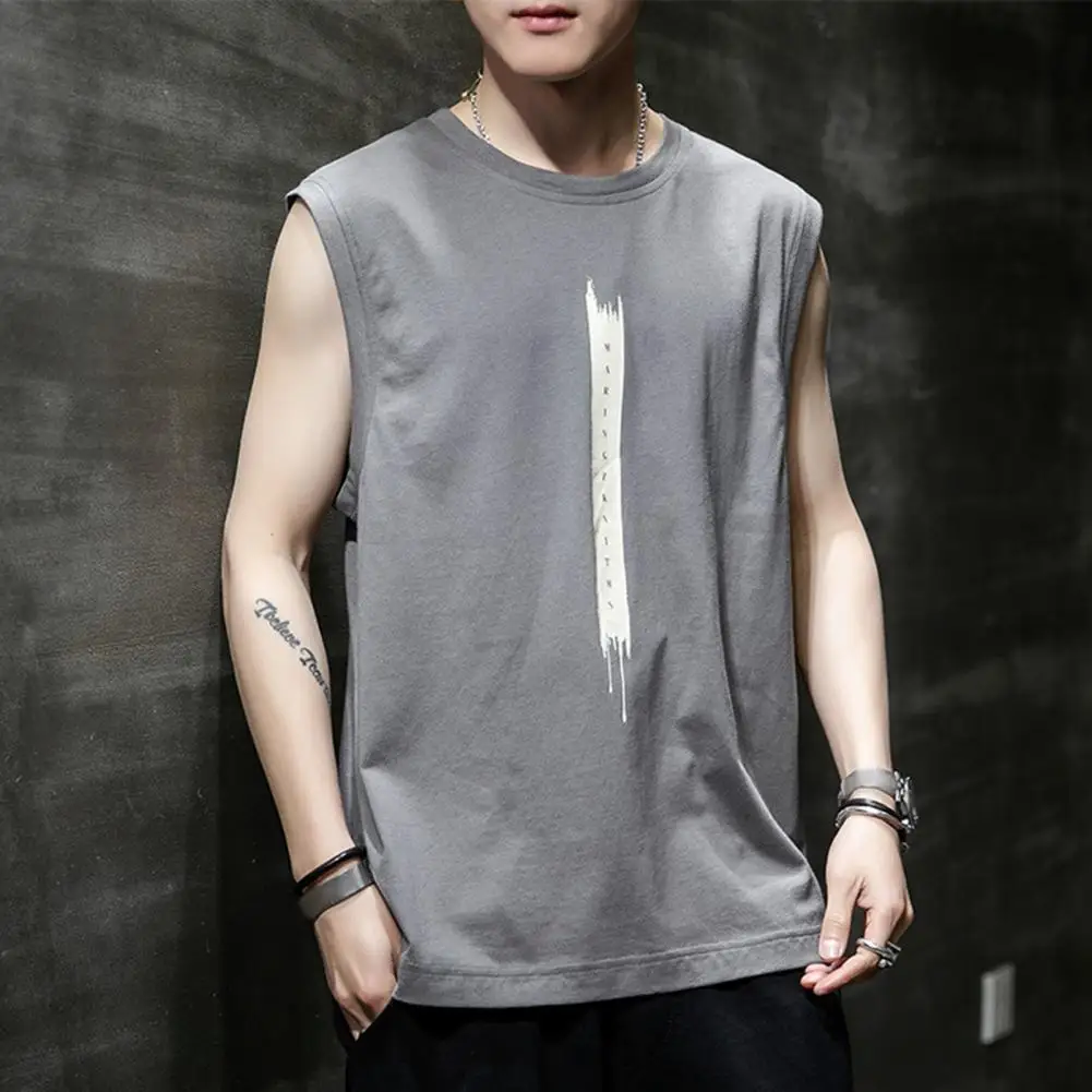 

Майка Мужская спортивная с круглым вырезом, повседневная безрукавка с принтом, свободный крой, баскетбольная майка для фитнеса