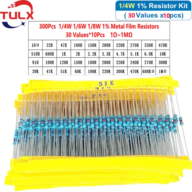 Resistor Assorted Kit 600Pcs Metal Film Resistor Kit Protection Assorted Set  Electronic Equipment 1/4w 