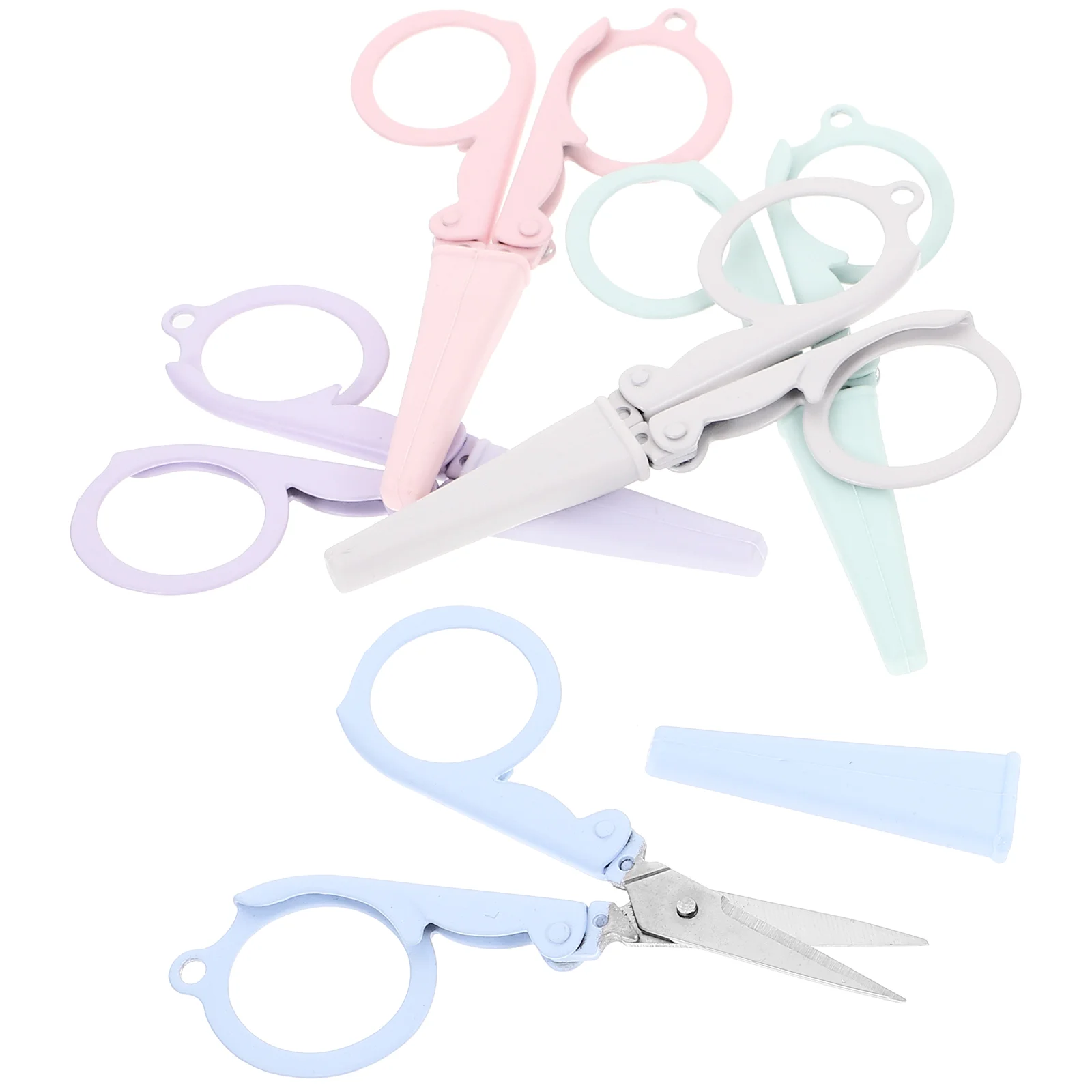 

Foldable Mini Scissors Compact Travel Cute Bulk Safety with Covers Small Thread Metal