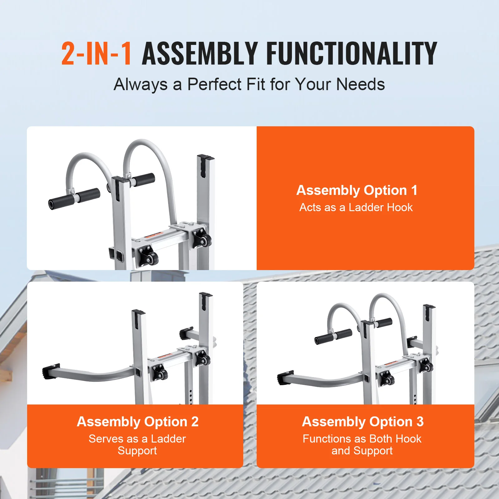 Ladder stabilizer 2in1 extension wall standoff hook for roof ridge