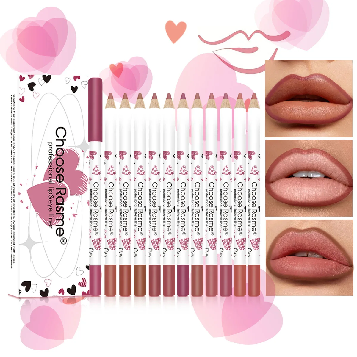 12 piece love lipliner waterproof and sweat resistant cup nude lipstick pen set Valentine's Day 4