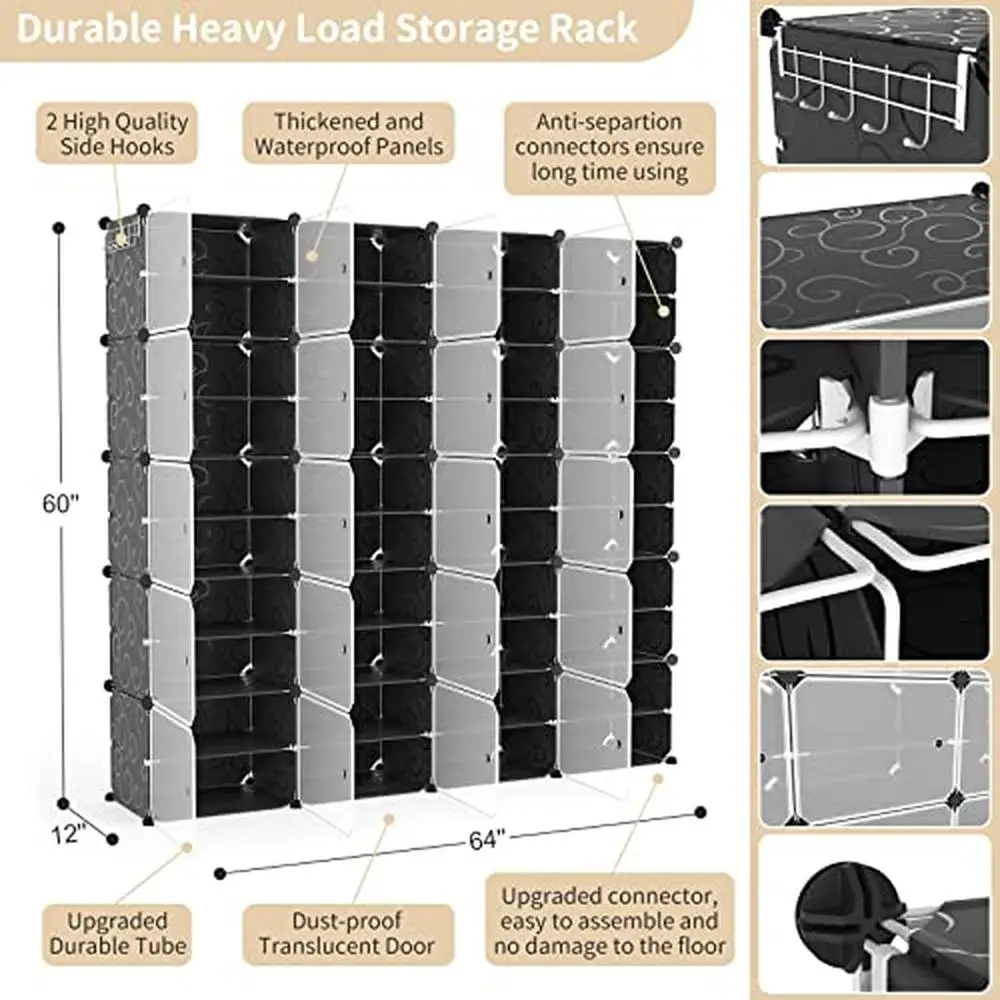 Adjustable Portable Shoe Storage Organizer 80 Pairs  Rack Cabinet with Door Easy Assembly Waterproof Plastic   5