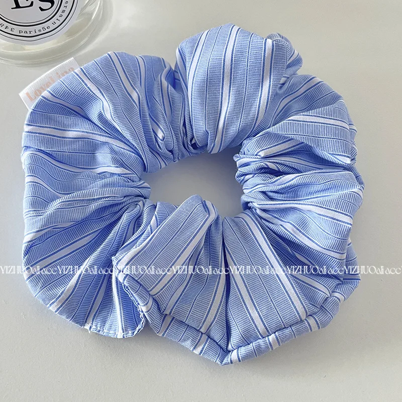 Solid Color French Style Blue Scrunchies for Hair Stripe Hairties For Girls and Women Chic Fashion Hair Accessories стул chic bluvel 06 blue каркас