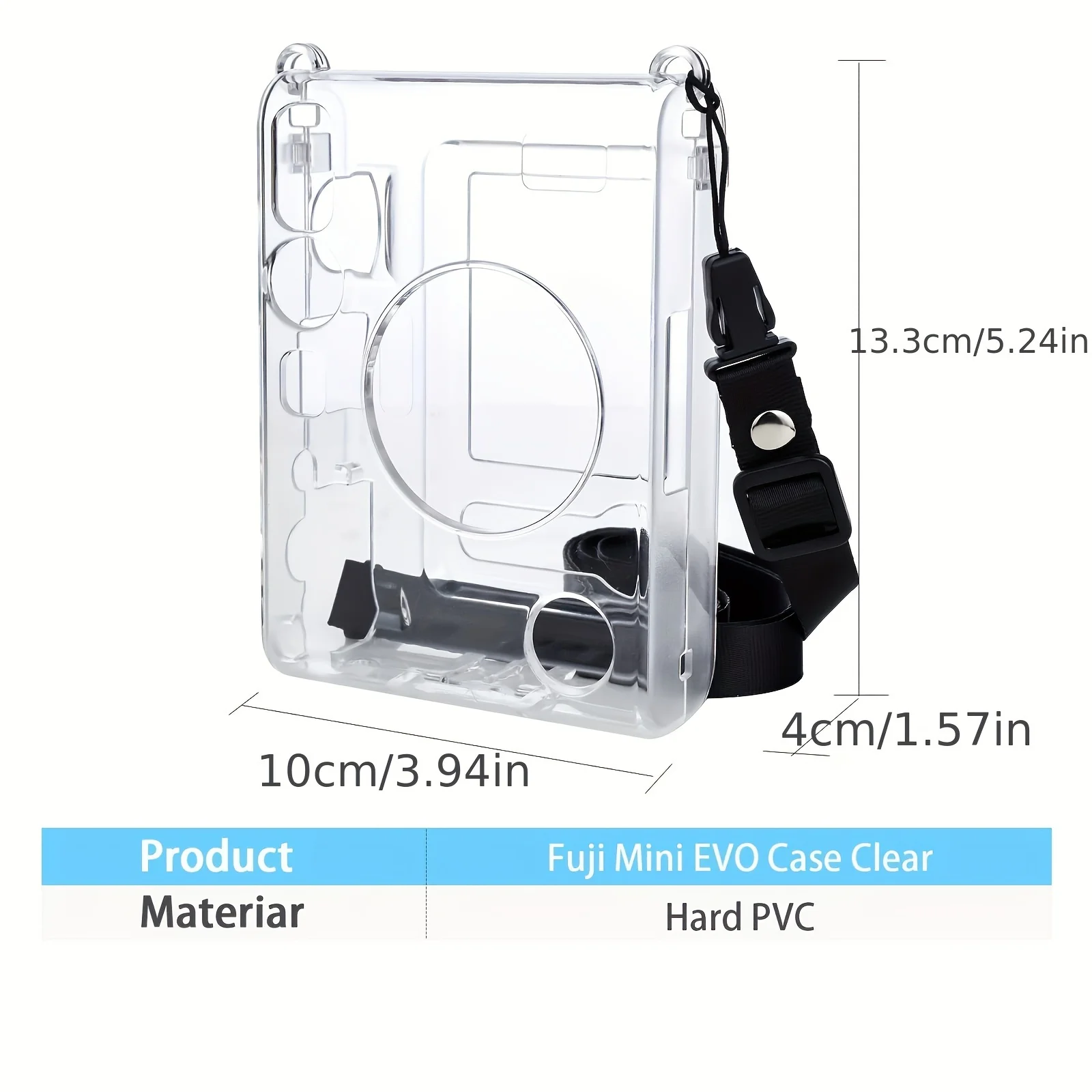 Camera Clear Case action camera cover 1 x for instax Mini EVO Camera with Shoulder Strap-Clear (Camera not included)