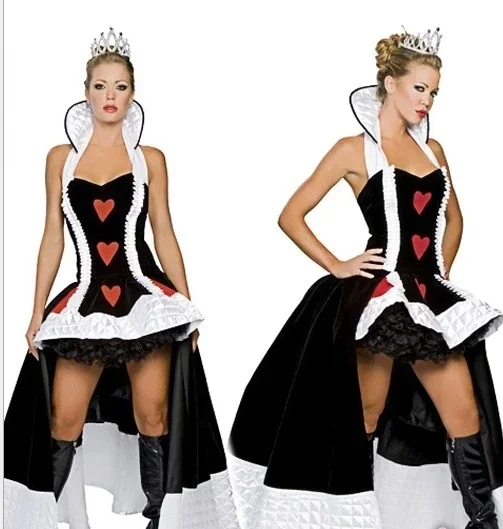 Sexy Queen of Hearts Costume Women Adult Alice In Wonderland Halloween Party Cosplay Fancy Dress Witch Vampire Devil Costume