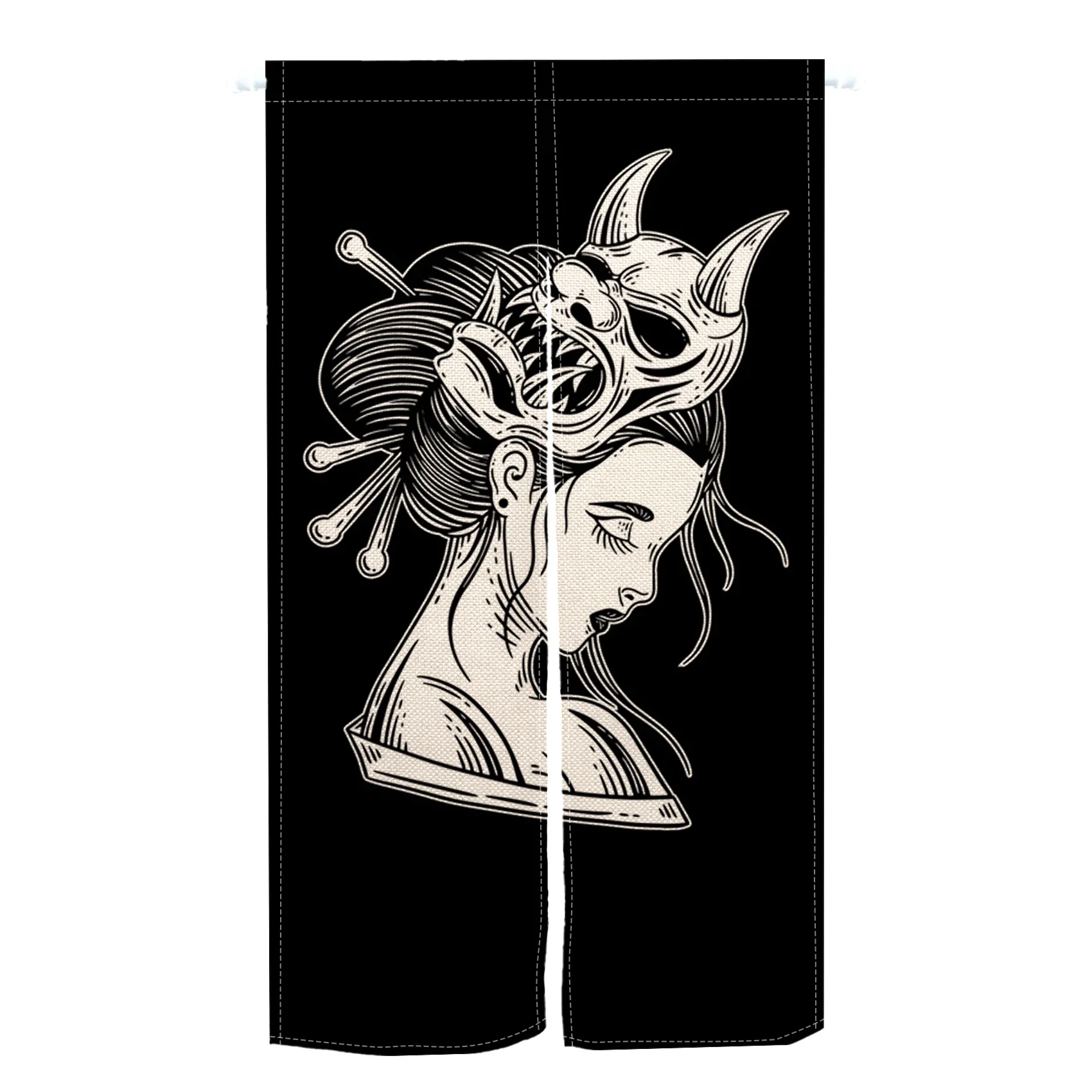 Japanese Style Geisha Door Curtain Ladies Kitchen Bedroom Bathroom Izakaya Wind and Moon Place Partition Half Curtain Decoration 6