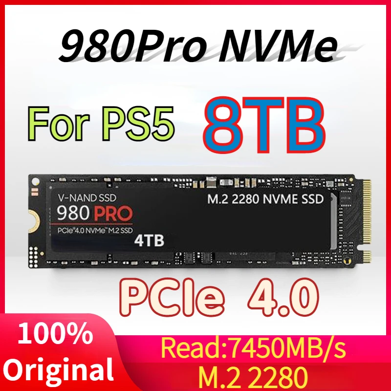 

2024 New 980PRO SSD 8TB 4TB 2TB NVMe PCIe Gen 4.0 x 4 M.2 2280 Internal Solid State Drives for PS5 PlayStation5 Laptop Gaming PC