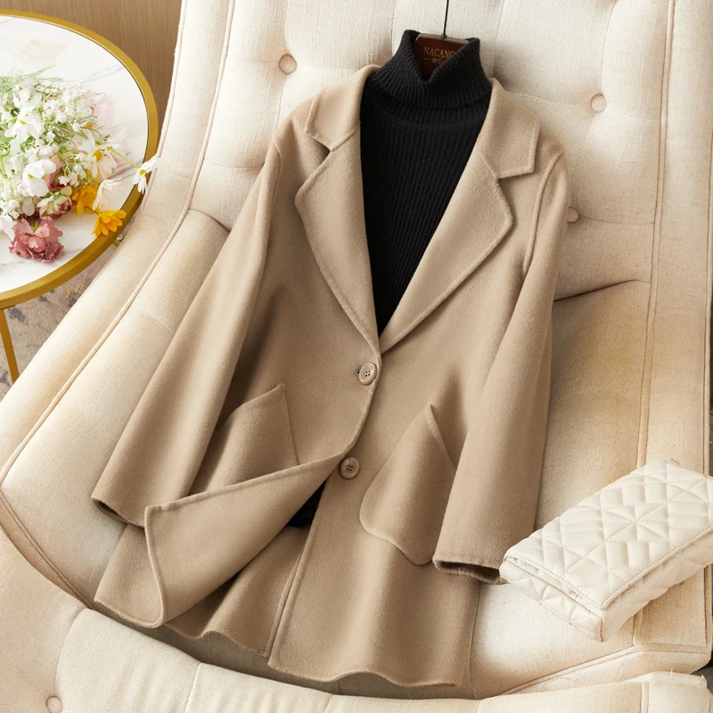 2023AutumnandWinterPopularWomensCoatPureWoolDoubleSided