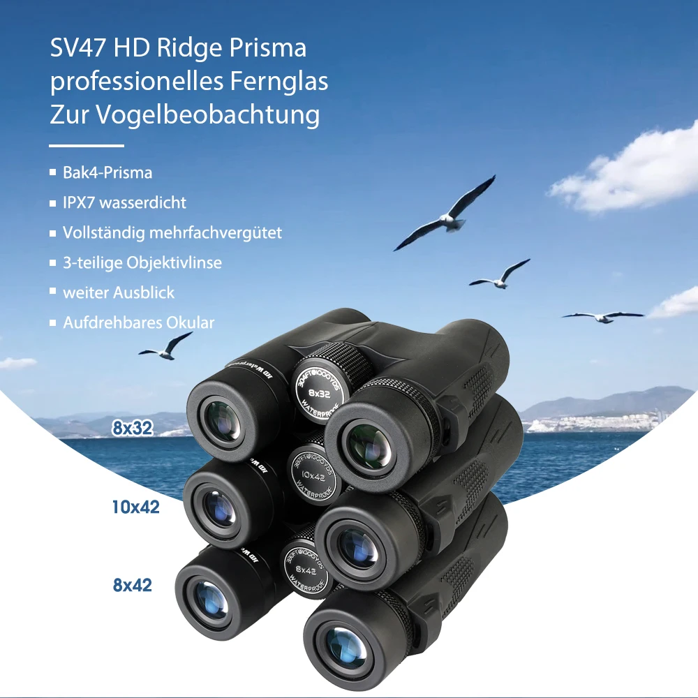 SVBONY SV47 Fernglas-Teleskop, 8x32/8x42/10x42 Professionelles wasserdichtes, beschlagfreies Teleskop, FMC BAK4 Fernglas für BirdWatch – Detail 10