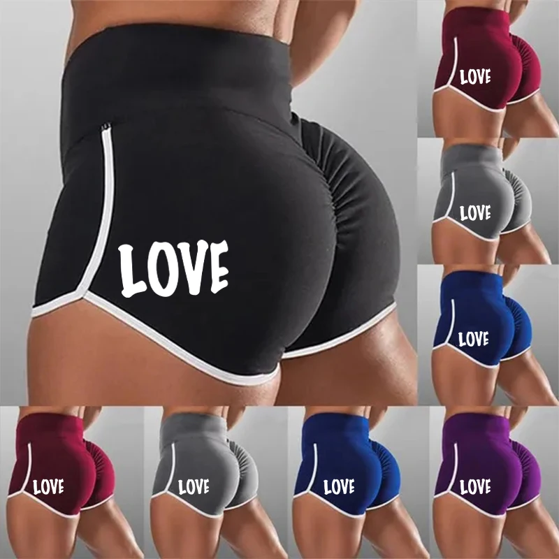 

Women Summer Sports Pants Casual Slim Fit High Waisted Short Pure Color Elastic Waist Pants Ladies Fashion Running Yoga Shorts