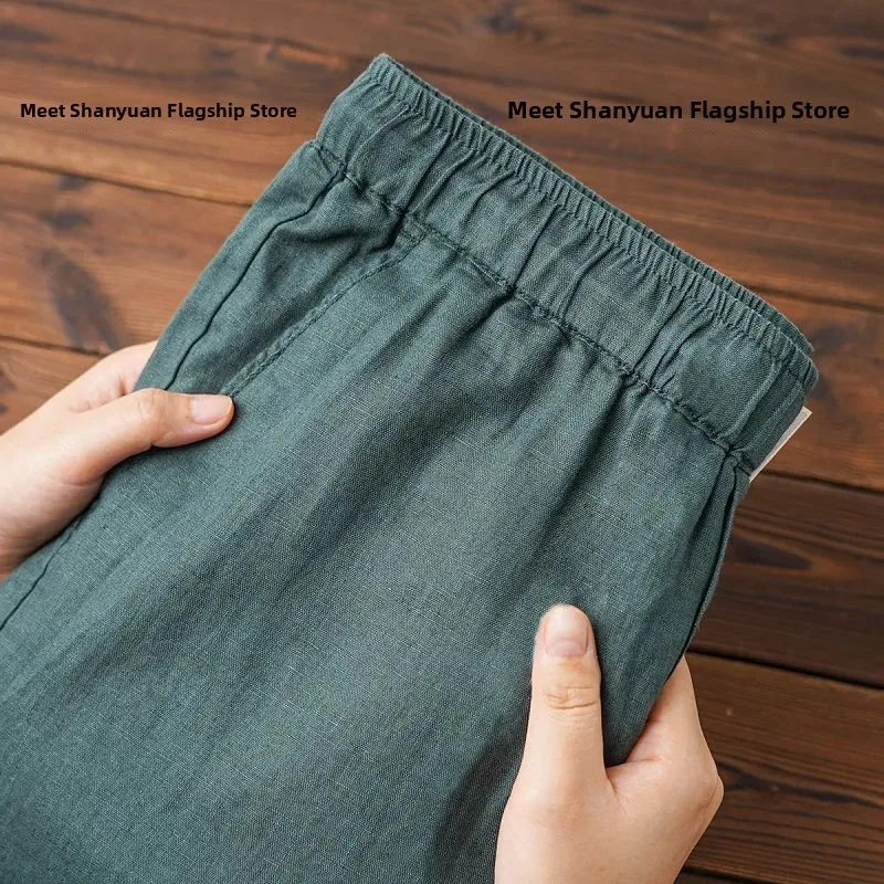 Pure Linen Light Weight Breathable Casual Pants Men Women Summer Season Loose Fit Tapered Leg Cotton Linen Blend Trousers