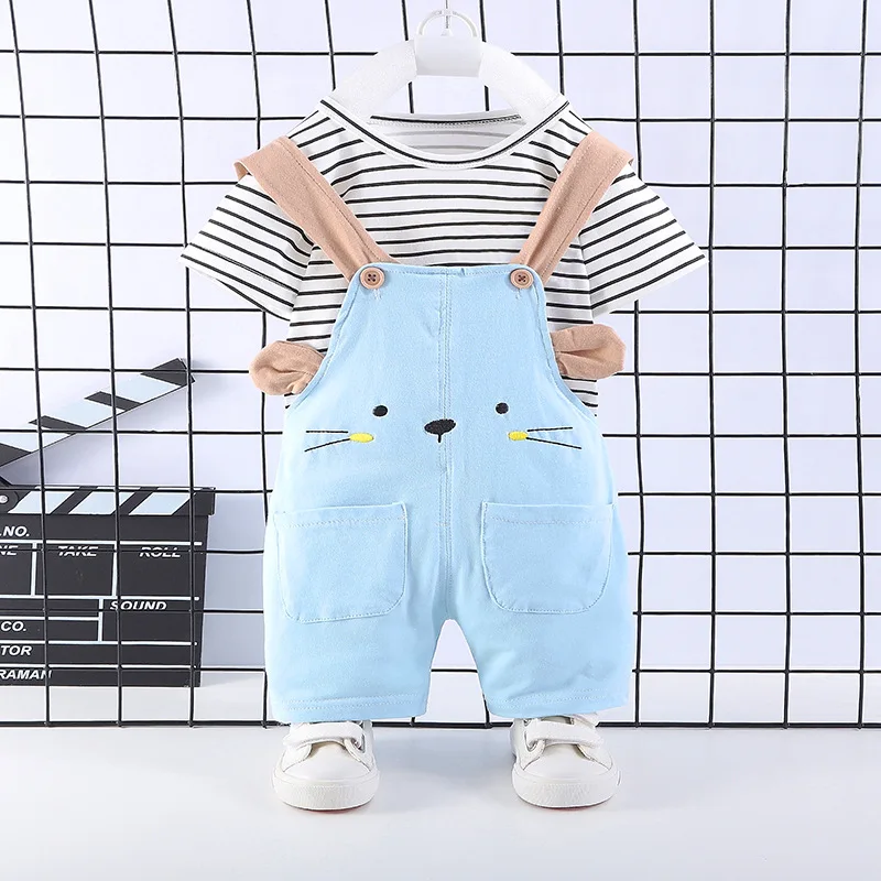 Newborn Baby Boy Clothes Summer Short Sleeved Tshirt + Shorts Overalls Suit Infant Unisex Casual Cartoon Sets  Baby Girls Outfit baby clothing set line Baby Clothing Set