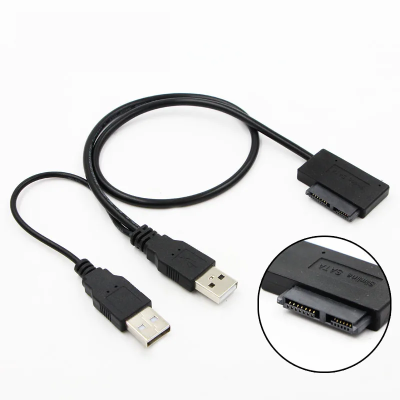 

USB 2.0 to 6 7 13Pin Slimline Slim SATA Cable with External USB2.0 Power Supply for Notebook Laptop CD-ROM DVD-ROM ODD