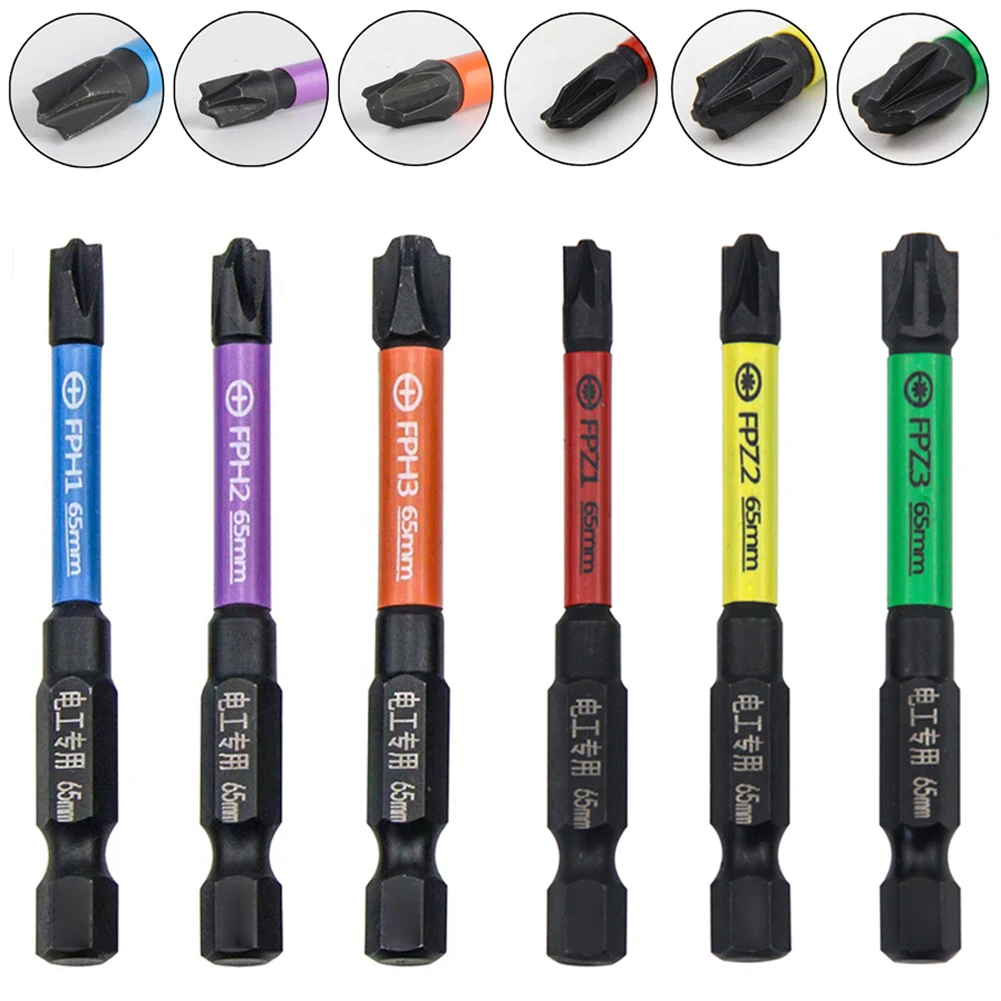 6pcs 65mm Magnetic Special Slotted Cross Screwdriver Bit For Electrician Circuit Breakers FPH FPZ Socket Switch Power Tool