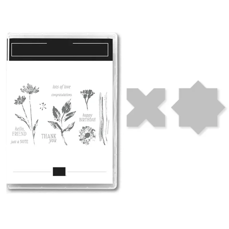 꽃 금속 절단 다이 및 스탬프, 스크랩북 다이 공예 스텐실 엠보싱 공예 용품, 투명 스탬프 및 다이, 1 세트