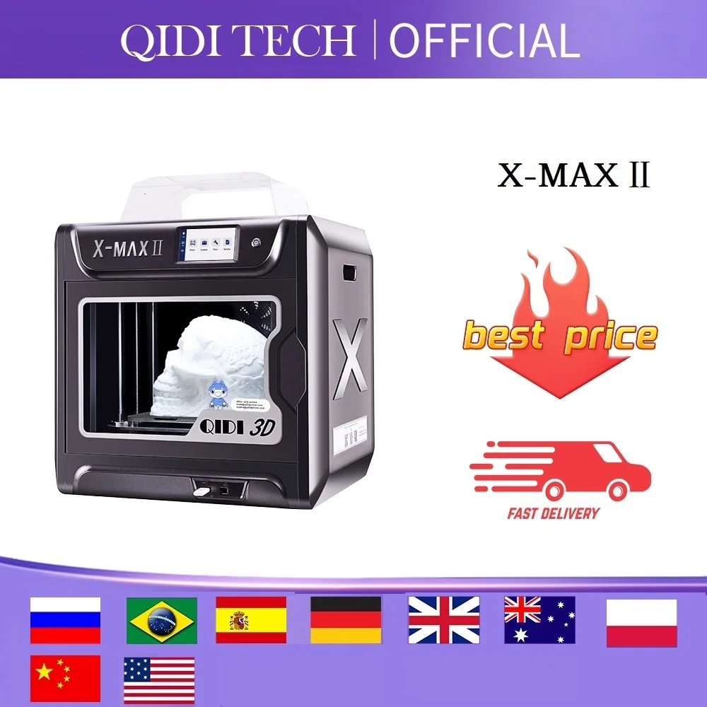 QIDI TECH 3D 프린터 X-MAX 2 대형 산업용 WiFi 고정밀 인쇄, PLA TPU PC PETG 나일론 300*250*300mm