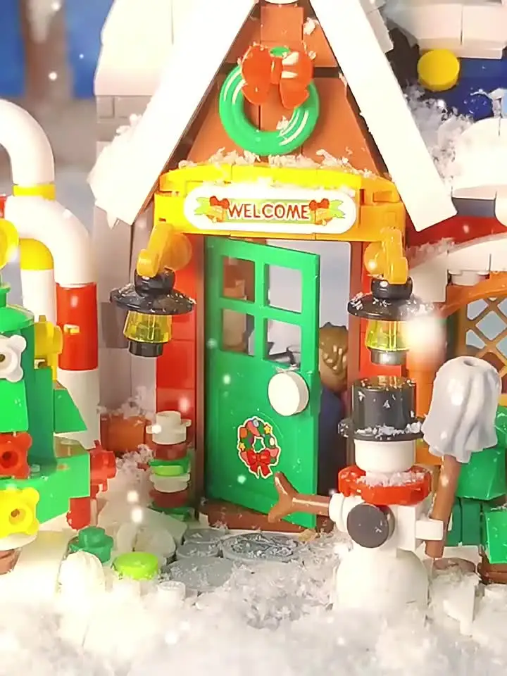Produktbild von Weihnachts Haus Mini Bausteinset Mit Licht, Weihnachts-Mikrobausteine