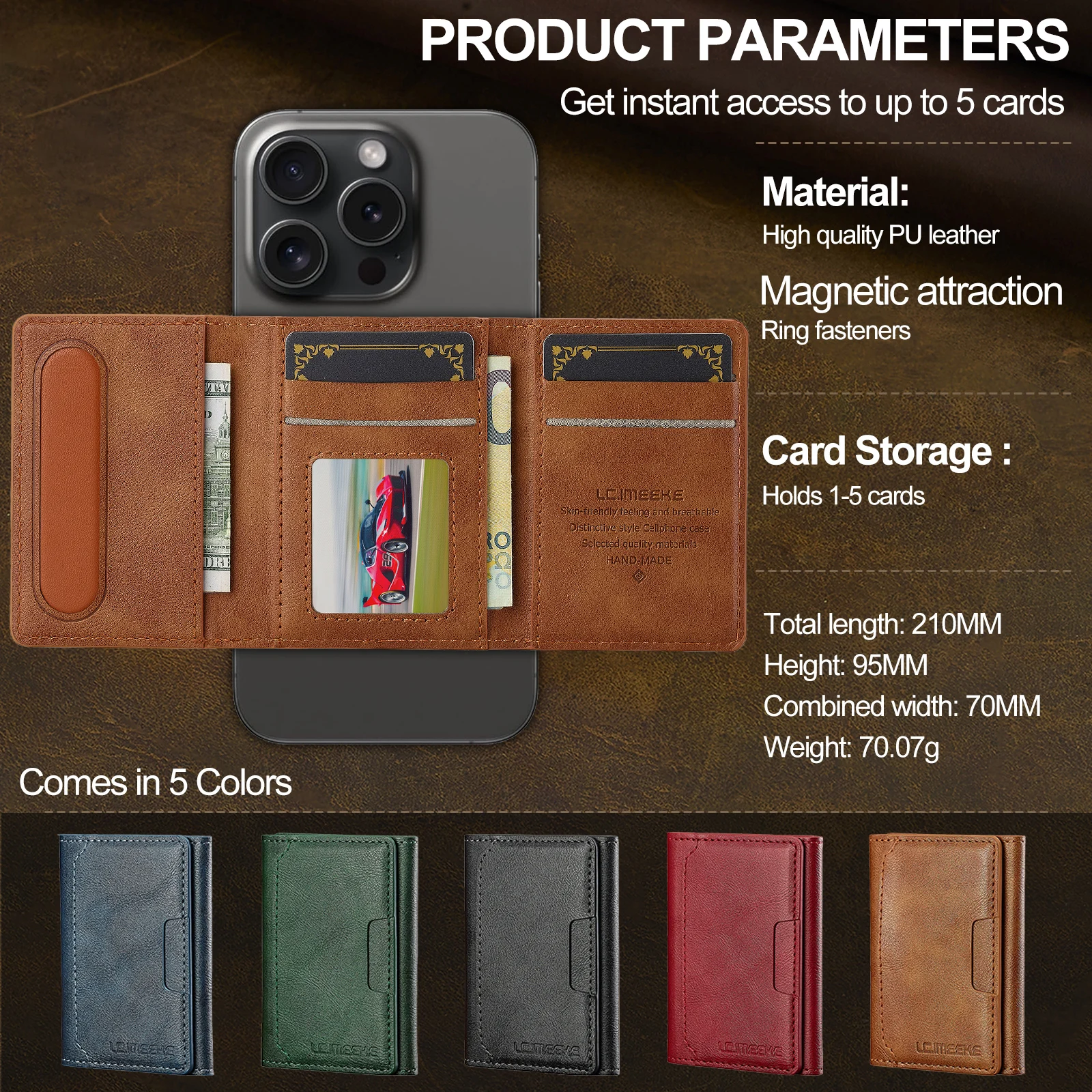 Magnetic Leather Card Holder Wallet with Magsafe Functionality