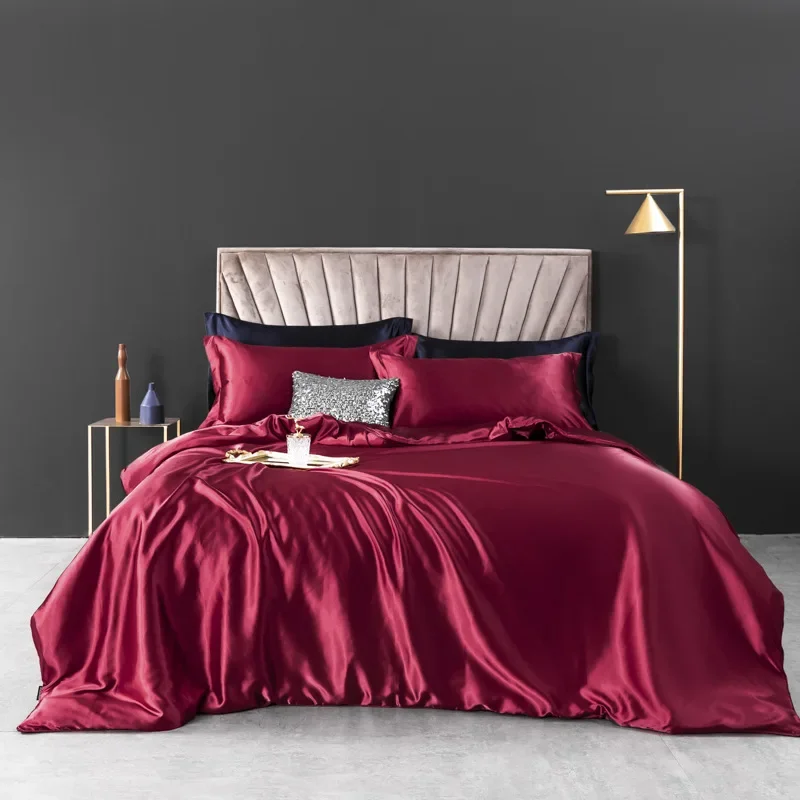 100% Pure Silk Bedding Sets High End Quilt Bed Cover Set Duvet Cover Bedsheet Pillowcases 4pcs Natural Luxury Bedcloth Sets 2