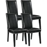 Set of 4 Upholstered Dining Chairs Faux Leather Kitchen Side Chairs with Nail-Head Trim Ergonomic Design Living Room Bedroom 2