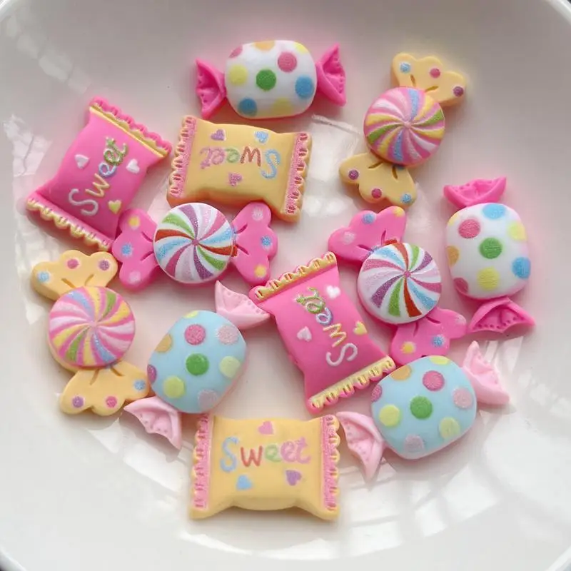 Jewelry Making Supplies 30PCS Imitation candy resin gem accessories flat back clip book DIY phone case patch jewelry accessories materials