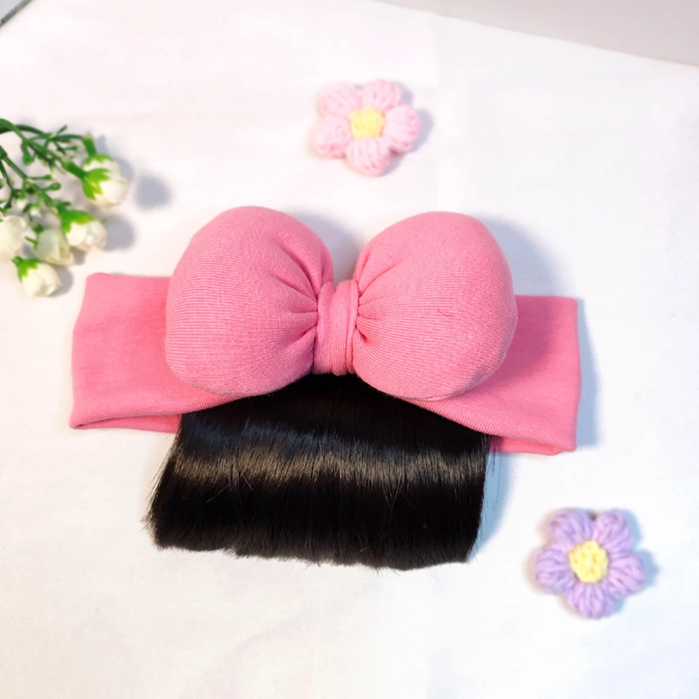 Schöne Baby-Bowknot-Pony-Perücken, Haarbänder, Haarschmuck für Mädchen, modische Haarteil-Kopfbedeckung für Neugeborene – Detail 6