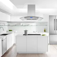 Range Hood 36 inch 700 CFM Ceiling Mount Kitchen Stove Hood Ducted with Tempered Glass 4 LED Lights Touch Control 3 Speed 2