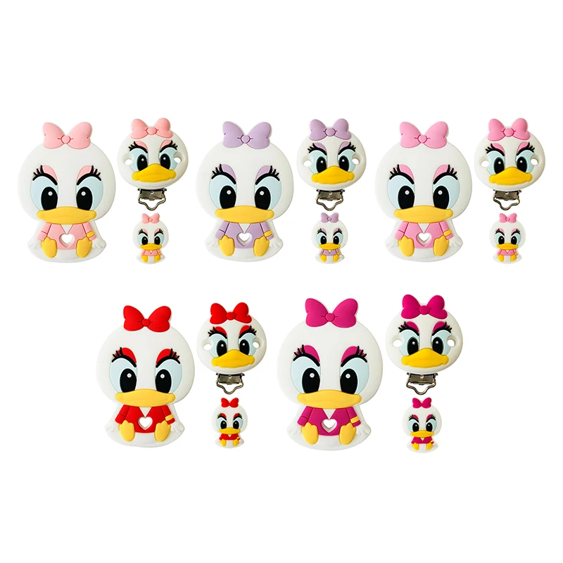 5/10pcs Disney Daisy Silicone Pacifier clip Molar Bead DIY Pacifier Chain Jewelry Accessories