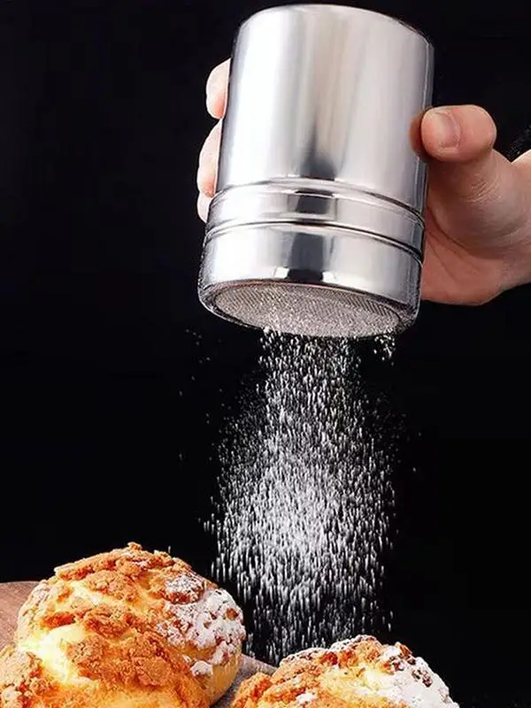 Silver stainless steel mesh tube type Flour Powder Shaker Salt Sugar Pepper Shaker Box