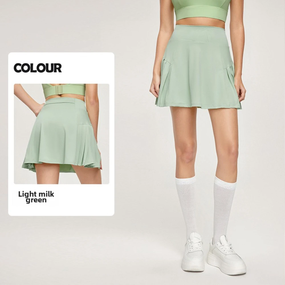 New Cool Sports Short Skirt Anti-exposure Two-piece Badminton Pocket Tennis Skirt Outer Wear Slimming Yoga For