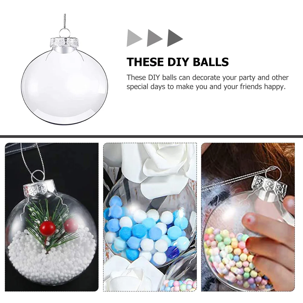 

12 Pcs Empty Christmas Balls Xmas Tree Ornament Decorations Hollow Hanging Ornaments Plastic Props