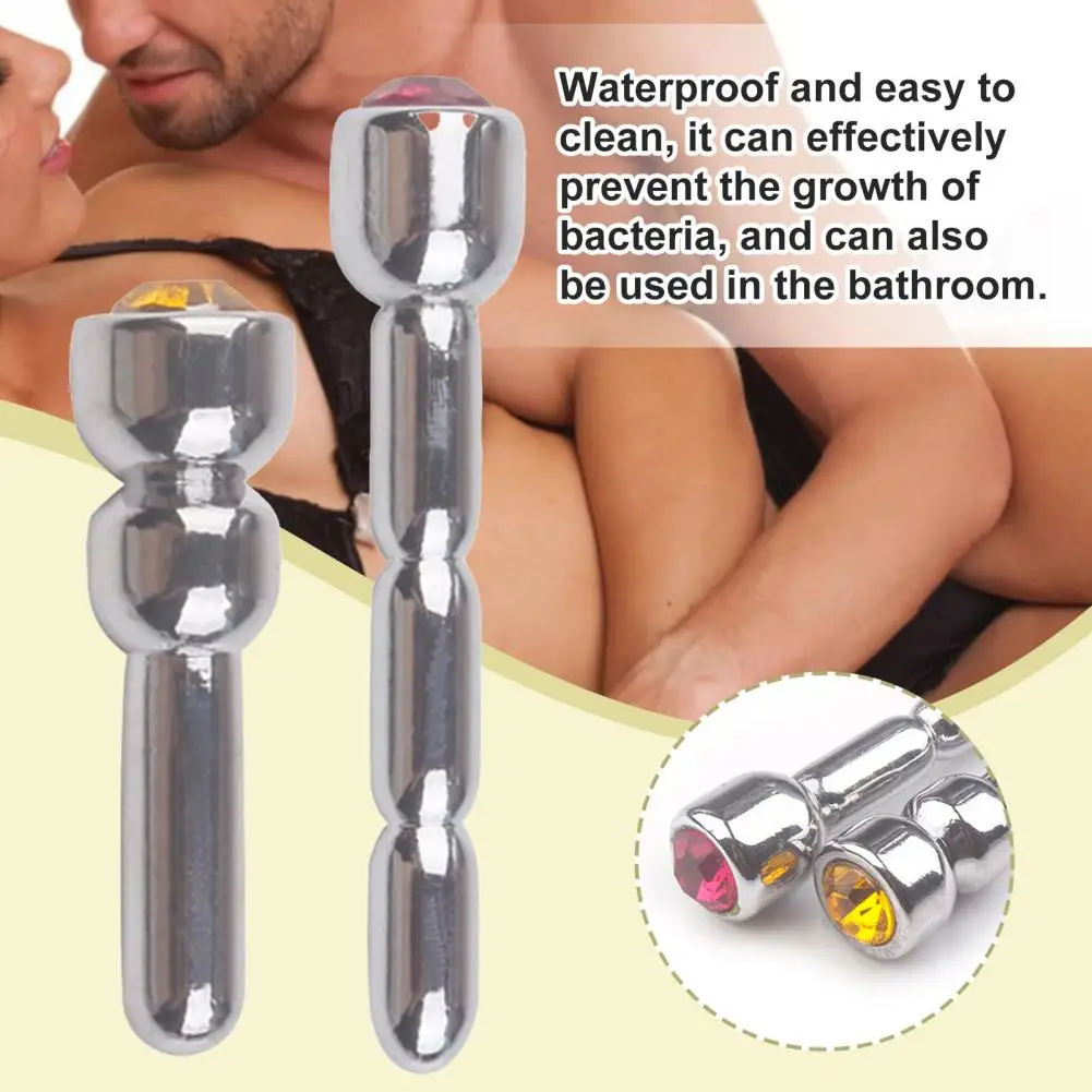 Comfortable Urethral Dilator Stimulation Stopper with Rhinestone Sex Toy Catheter Easy to Clean for Adult Men