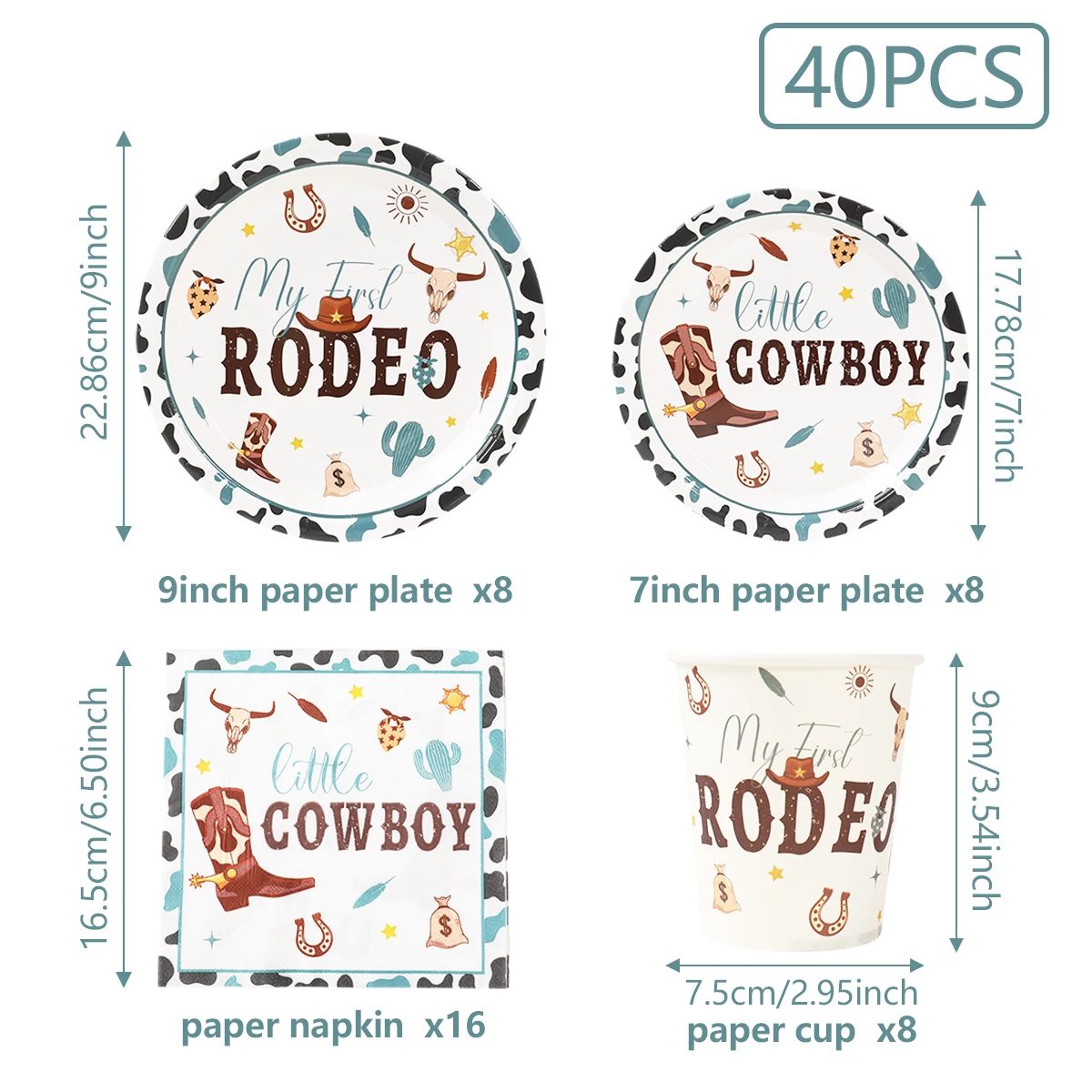 96 Pcs My First Rodeo Birthday Party Supplies Paper Plates Napkins Western Blue Cowboy 1st Rodeo Party Birthday Tableware Set Decorations Favors For Boy Baby Shower Serves 24