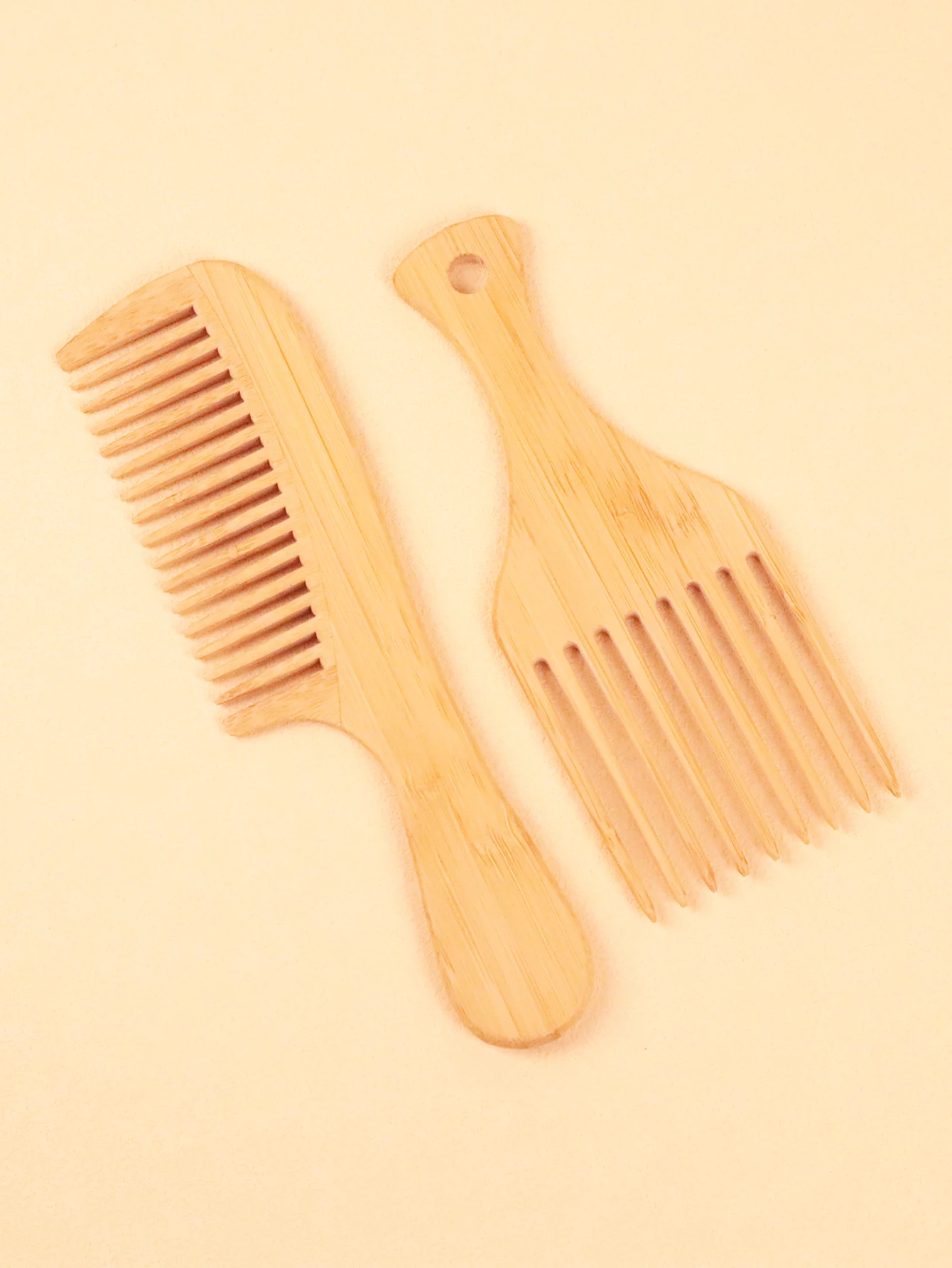 천연 대나무 나무 빗 대나무 및 나무 정전기 방지 빗 세트, 헤어 스타일링 빗 세트, 실제 헤어 가발용 특수 빗 2 개