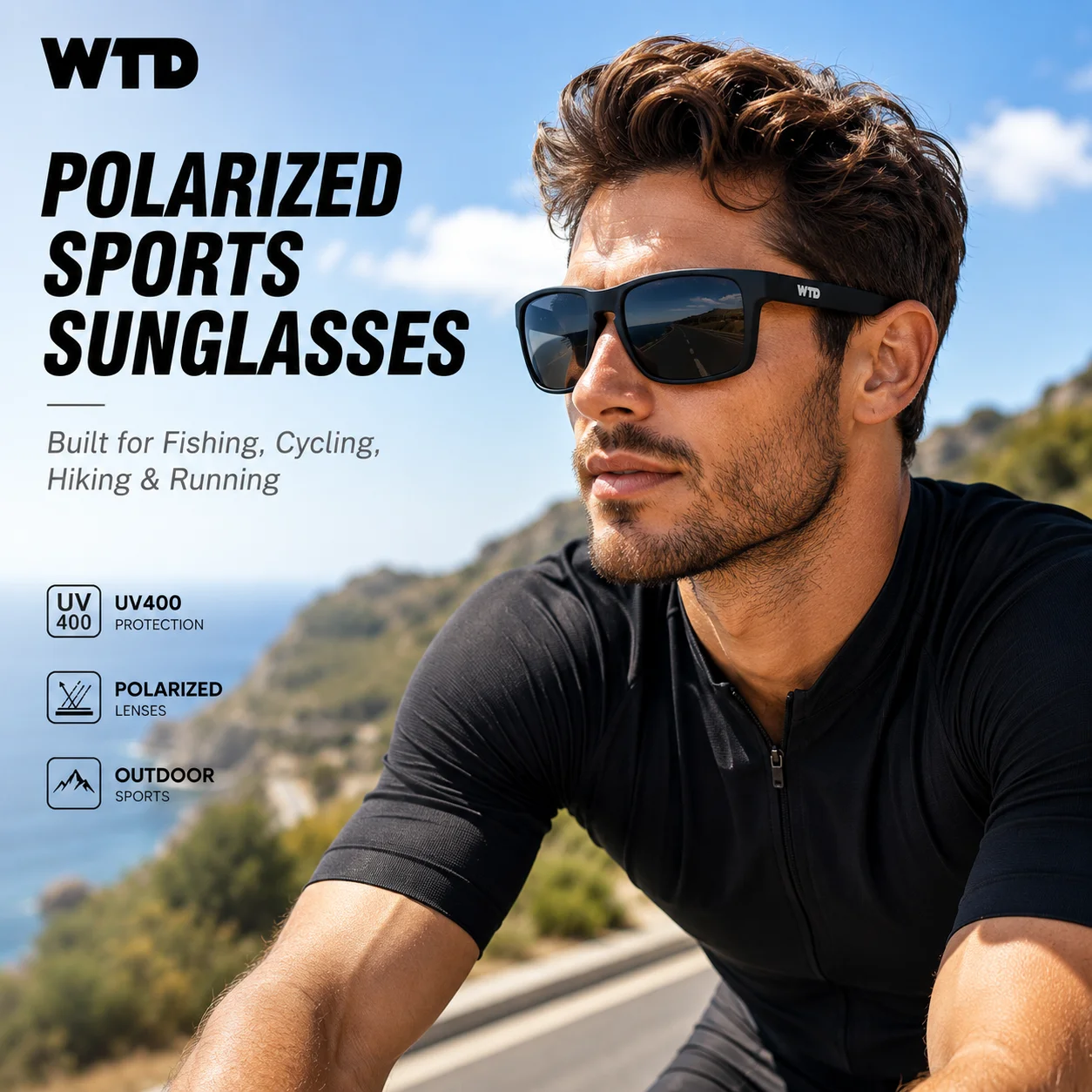 WTD 새로운 편광 선글라스 다채로운 남여 패션 UV400 보호 안경 운전 낚시 야외 스포츠 안경 WTD02